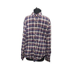 Club Monaco Men’s Slim Fit Plaid Button-Down Shirt - Size Large - Blue/Red/White